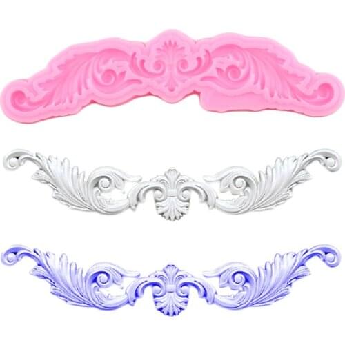 3D Craft Baroque Scroll Relief Resin Silicone Mold Cake Border Chocolate Fondant Moulds Cake Decorating Tools Candy Clay Molds