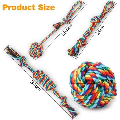 4 Pack Dog Chew Cotton Rope Ball Toy Pet Molar Teeth Cleaning Tool Puppy Interactive Toy Pet Products Toothbrush Dog Accessories
