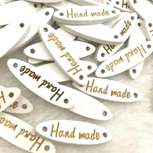 50Pcs 2 Holes "Handmade" Letter Wooden Buttons Sewing Accessories Decoration Button For Clothing Scrapbooking Craft DIY WB353