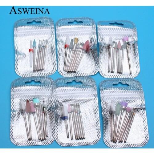 7pcs Diamond Nail Drill Bit Set Ceramic Mix Milling Cutters For Pedicure Manicure Machine Drill Bits Files Tools Accessories