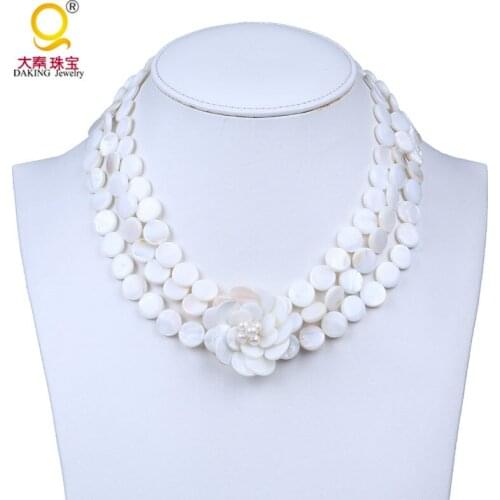 Free shipping shell flower collar necklace shell coin moneda necklace shell choker necklace handmade fashion jewelry for women