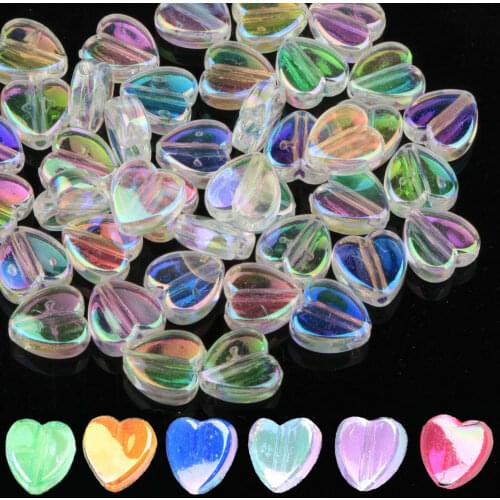 200pcs Crystal Colored Heart Acrylic Spacer Beads for Jewelry Making Diy Beaded Bracelet Home Wedding Decor Accessories 8x4mm