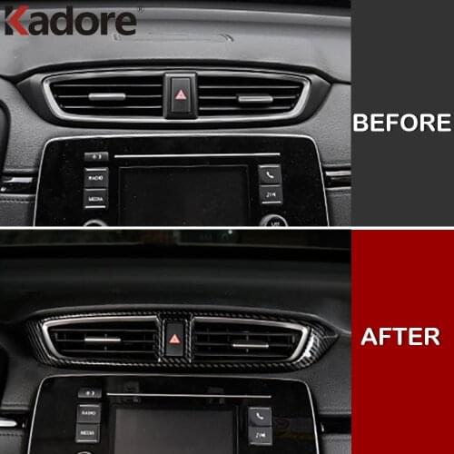 For Honda CRV CR-V 2017 2018 2019 Car Interior Center Console Air Condition Air Vent Outlet Frame Cover Decor Trim Accessories