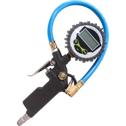 Digital Pressure Gauge Car Truck Air Tire Inflator 0-220 PSI 0-16Bar Hose Pistol Type Car Pressure Gauge Quick Connector