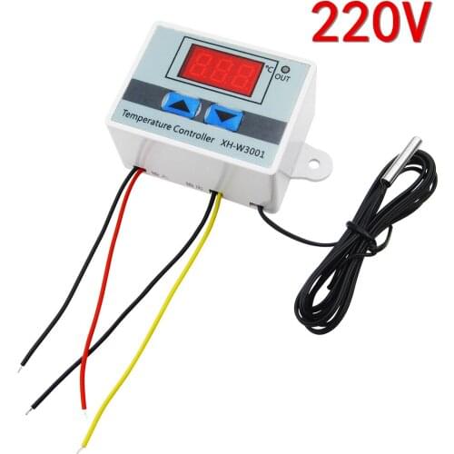 220V W3001 Digital LED Temperature Controller 10A Thermostat Control Switch Probe XH-W3001