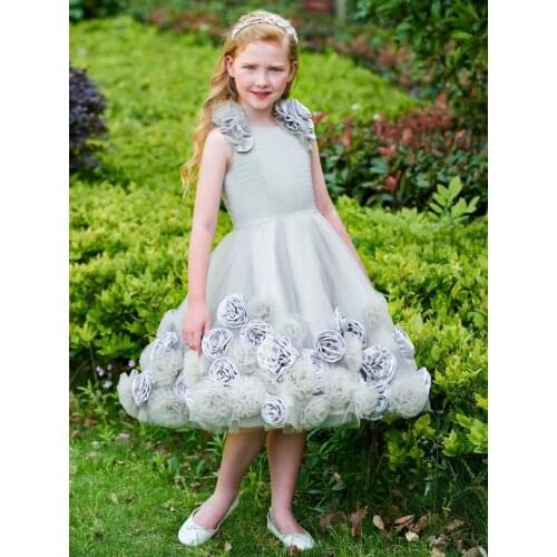 Flower Girl Dress Square Collar A-Line Pageant Gown First Communion Dresses for Girls Wedding Dress Kids Ball Gown Dress