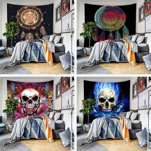 Home Decor Polyester Fabric Color Skull Head Tapestry Wall Hanging Throw Carpet Bohemian Abstract Print Wall Tapestry Witchcraft
