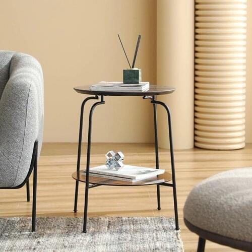 Home Sofa Side Coffee Table Light luxury Brown Glass Small Round Table Side Table Living Room Designer Corner Table