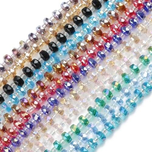 JHNBY Wheel shape Austrian crystal beads Flat round 4x6mm 50pcs glass Loose beads for Jewelry Making Bracelet Necklace Women DIY
