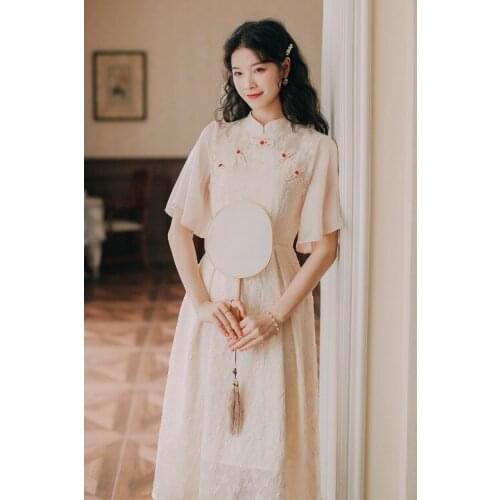 Chinese Women Dress Cheongsam Qipao Dresses Vintage National Cheongsams Summer 2021 Modern Chiffon Dresses for Wedding Party