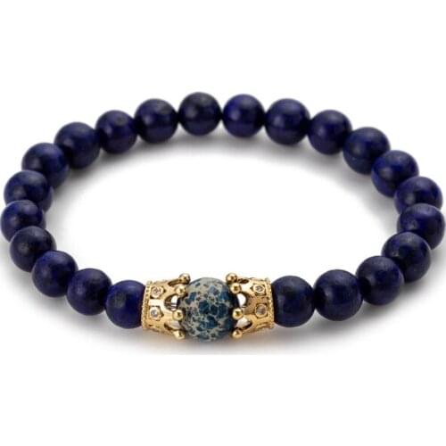 Crown 8mm bohemian multicolor Agate beads Chakra Reiki Buddha Yoga Bracelet elastic adjustable Volcanic Stone Bangles uyj5d