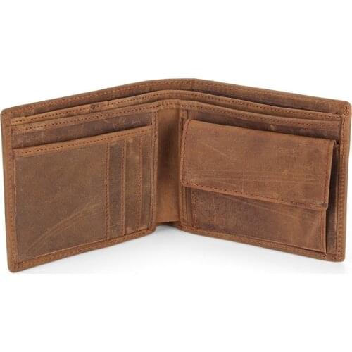 NEW Genuine Leather Mens Wallets Crazy Horse Leather Men Wallet Coin Pocket and Card Holder High Quality Purses for Male