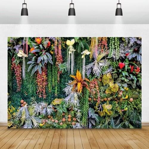 Laeacco Jungle Party Photo Backdrops Tropical Forest Plant Green Grass Leaves Baby Birthday Photography Backgrounds Photo Studio