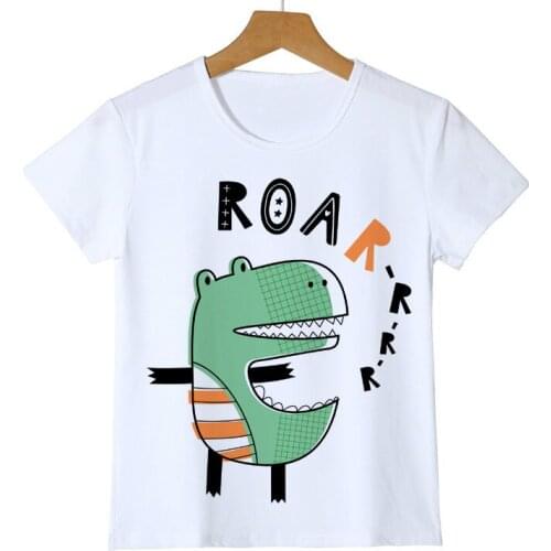 Fashion Cartoon Dinosaur Crocodile Shirt Summer Boy Girl T Shirts Children Cartoon Dinosaur Tees Tops Kids T-shirt Cloth Y14-112