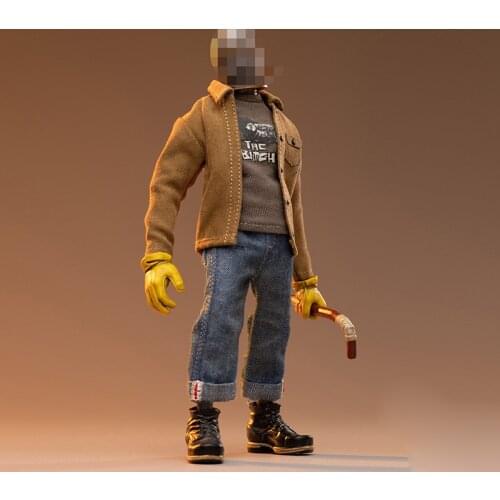 1/12 Scale Male Soldier Jacket Jeans Printed T-shirt Clothing for 6in Action Figure Toy Accessories
