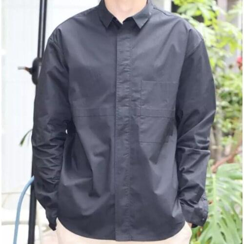 Mens casual long-sleeved shirt autumn new lapel Slim long-sleeved casual shirt jacket mens trendy brand shirt