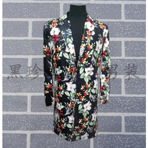 Mens Suits Designs Masculino Homme Terno Stage Costumes For Singers Dance medium-long Leather Clothes Men Jacket Style Dress