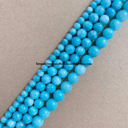 Free Shipping Natural Stone Lake Blue Color Aeroides Aquamarines Round Loose Beads 4 6 8 10 12MM Pick Size 15" Strand