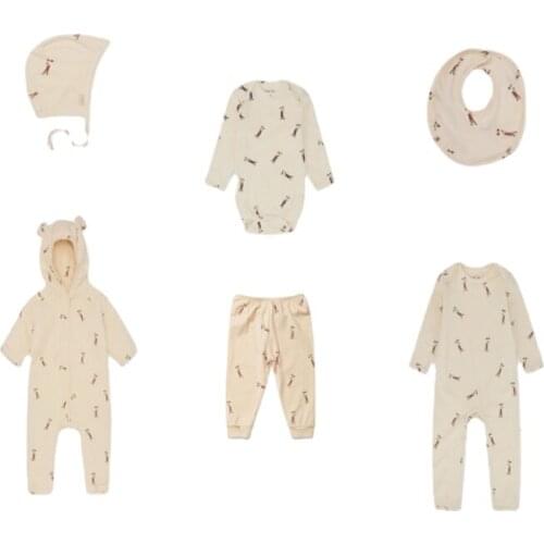 In Stock Baby Romper Suit2021 Autumn and Winter New Ins KS Weightlifter Series Romper One-piece Cotton Suit Baby Pants Hats