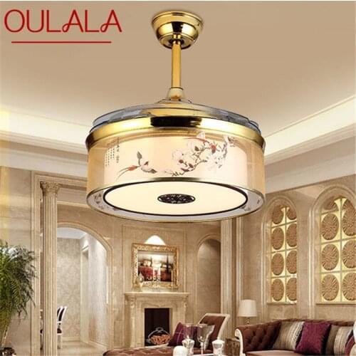 OULALA Ceiling Fan Lights Lamps Remote Control Without Blade Modern Gold LED For Home Dining Room Restaurant