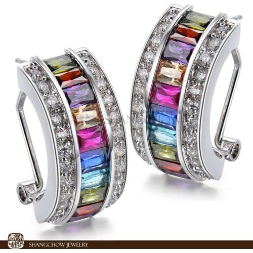 Stunning Fashion Jewelry Blue, Purple Quartz, Garnet, Morganite, Pink Kunzite Quartz 925 Sterling Silver Earrings Gift E0343