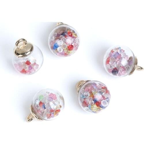 DoreenBeads Transparent Glass Globe Bubble Bottle Charms Round Beige 22mm( 7/8") x 16mm( 5/8"), 10 PCs