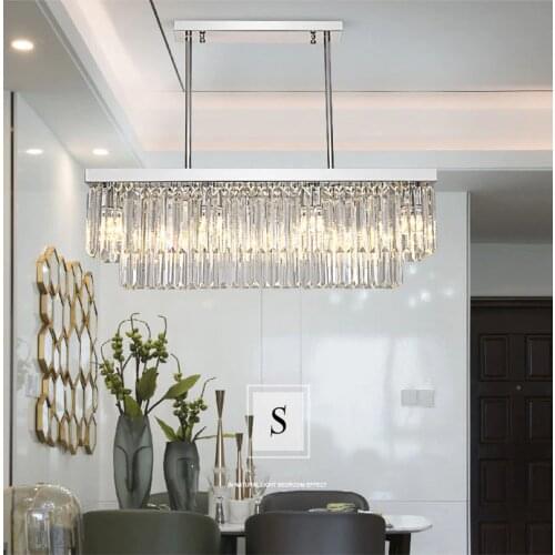 Rectangle Chrome/Gold Chandelier for Living Room Bedroom Led Crystal Chandeliers Kitchen Luxury Hanging Lamp