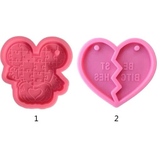 Handmade Love Heart Shape Keychain Casting Silicone Mould Key Chain Epoxy Resin Mold DIY Crafts Making Tool