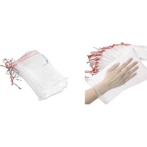 50 Pcs Netting Bags, Garden Plant Fruit Protect Drawstring Net Bag Insects Mosquito Bug Net Barrier Bag Mesh