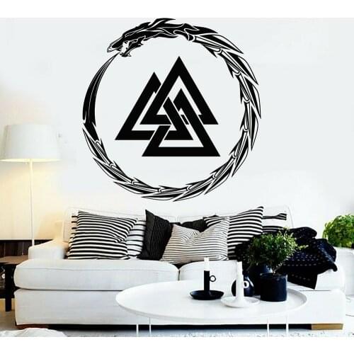 Scandinavian Sacred Sign Wall Stickers Circle Dragon Sticker Art Mural Home Interior Decoration Living Room Decals P643