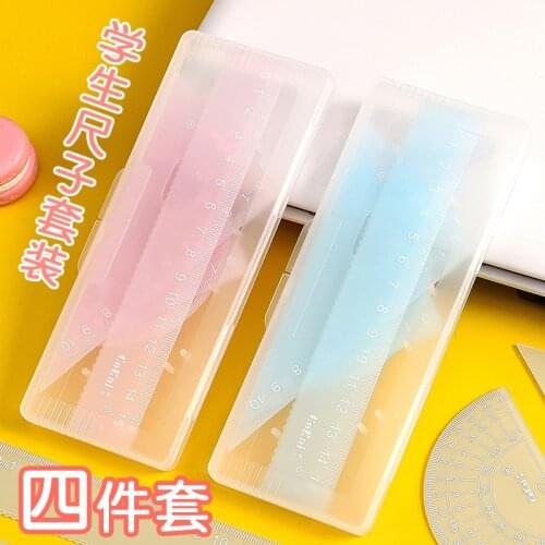 Triangle ruler set primary school stationery ruler four piece set simple ruler kindergarten learning prizes wholesale