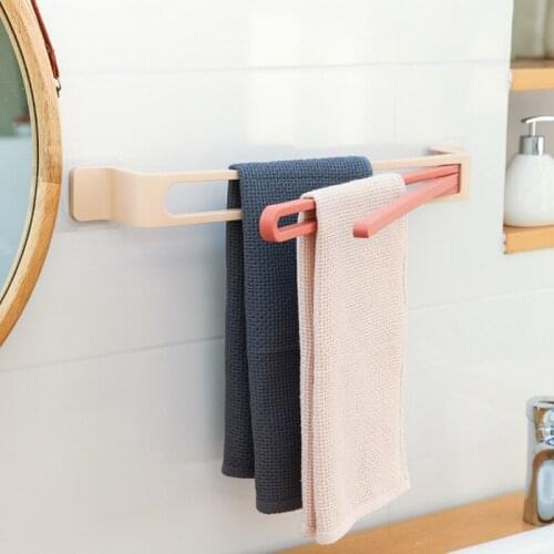 Towel Rack Punch-Free Shower Holder Bathroom Kitchen Folding Shelf Hanger Wall Organizer Hook Towel Towel Bar Finishing Rack