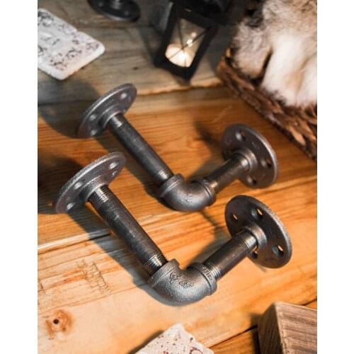 Vintage american country industrial water pipe shelf bookshelf bracket support bathroom accessories