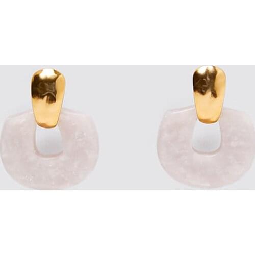 ZA Earrings 2020 New Fashion White Acrylic Drop Earrings For Women OL Style Trendy Female Gold Color Metal Dangle Earring Gifts