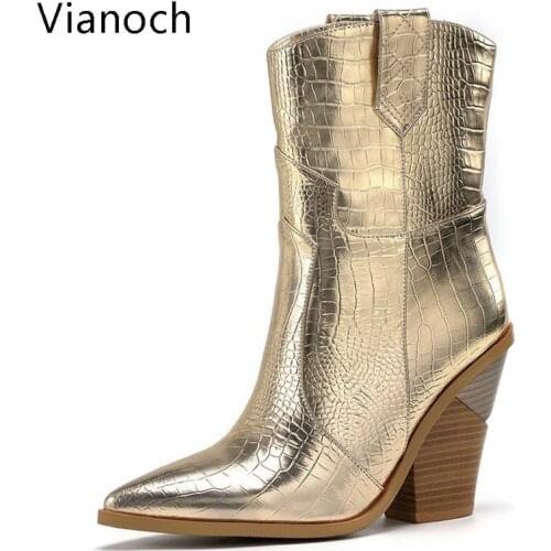 2019 New Arrival Womens Boots Mid Calf High Heels Pointed Toe Shoes Spring Winter Woman Big Size 40 41 42 43 44 wo19060