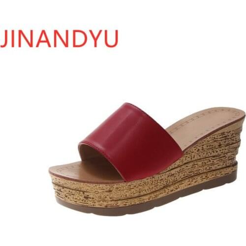 High Heels Woman Slippers Platform Shoes Leather Women Summer Sliders Womens Casual Shoes Wedges Platform Sandals Female