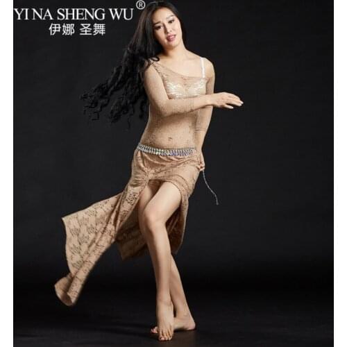 New Belly Dance Practice Dresses For Ladies Lace Belly Dance Costumes Women Belly Dance Performance Wear Long Dress With Shorts