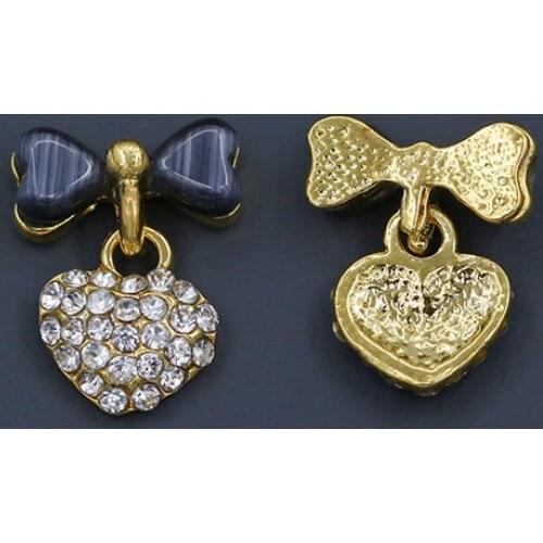 10Pcs Women Nail Art Inlaid Rhinestone Heart Bow Tie Nail Art Glitters DIY Manicure Sticker Nail Decorations