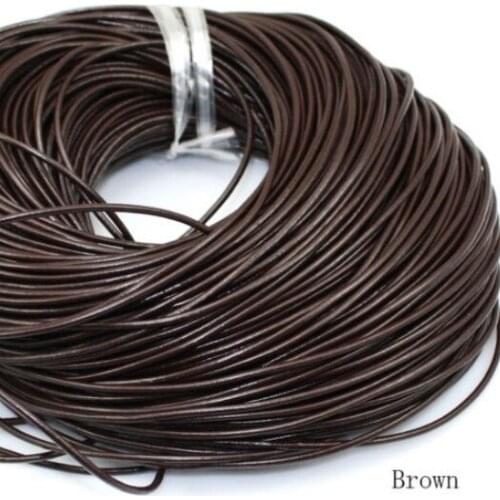 100M/lot light brown black brown 1mm 1.5mm 2mm wax Round COW Genuine Leather Cord accessories Necklace Rope String Thread t42423