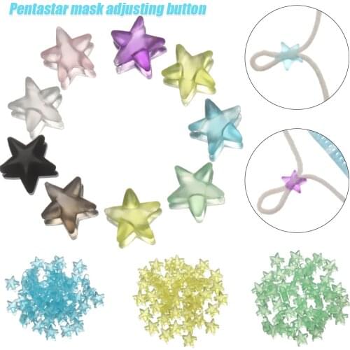 100Pcs Pentagram Silicone Cord Locks Lanyard Buckle Anti Slip Stopper Adjusting PVC Soft Rubber Rope Button Masks Accessories