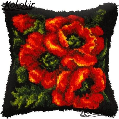 3d flower pillowcase embroidery Latch hook rug Cross Stitch Needlework set printing carpet Crocheting Patchwork Pillowcase