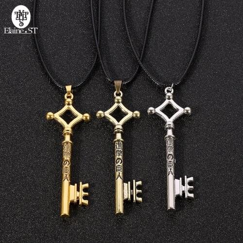 Attack on Giant Anime Key Shaped Metal Basement Key Necklace Cosplay Costume Accessories Pendant Jewelry Childrens Gift