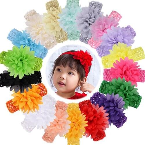 Childrens Headband Mesh Hairband Chiffon Flowers Baby Headband Baby Hair Accessories KF900