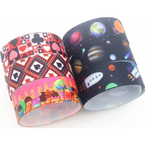 DHK 7/8''5yards Space Cupcake Cards Printed Grosgrain Ribbon Accessory Hairbow Headwear Decoration DIY Wholesale OEM C1888