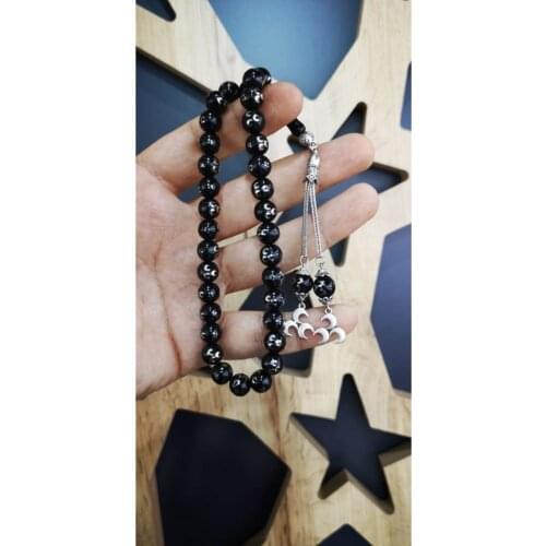 Erzurum Oltu Stone 3 Crescent Embroidered Special Rosary for Idealists