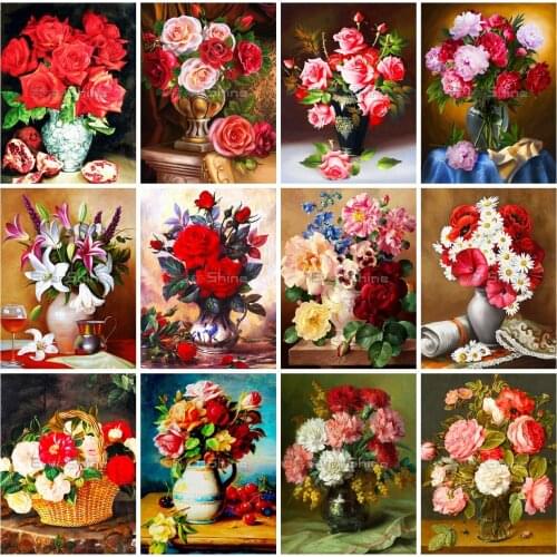 EverShine DIY Flowers Diamond Painting Rhienstones Art Diamond Embroidery Peony Cross Stitch Kits Handmade Hobby Gift Home Decor