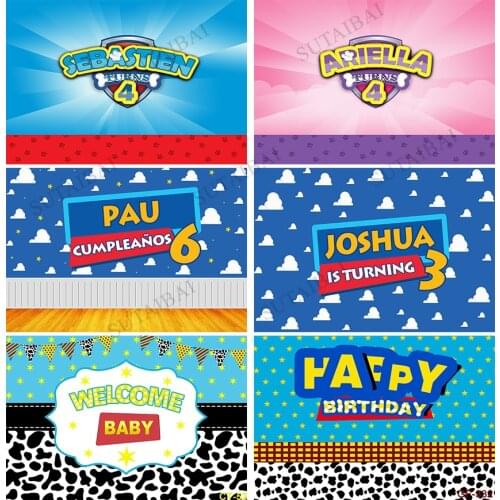 Backdrop Curtain Dog Sky Children 1st Birthday Baby Shower Party Photozone Photo Background Photography Photophone