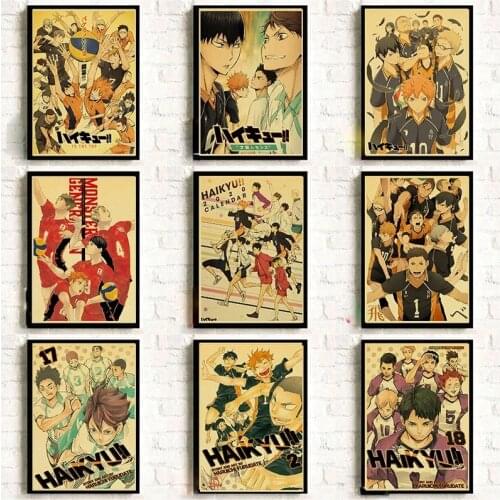 Haikyuu!! Vintage Poster Anime Manga HD Print Wall Poster Kraft Paper Prints Wall Art Sticker Picture Home Room Decor