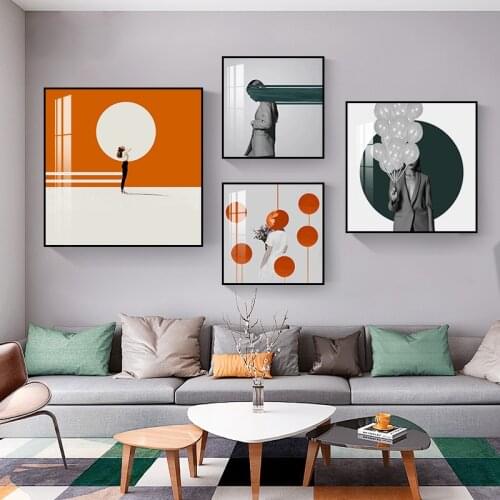 Personality color figures wall art Canvas HD Prints Posters Abstract oranger Wall Pictures for living room Morden decor Nordic
