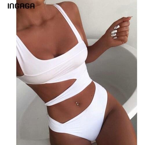 INGAGA White One-piece Swimwear